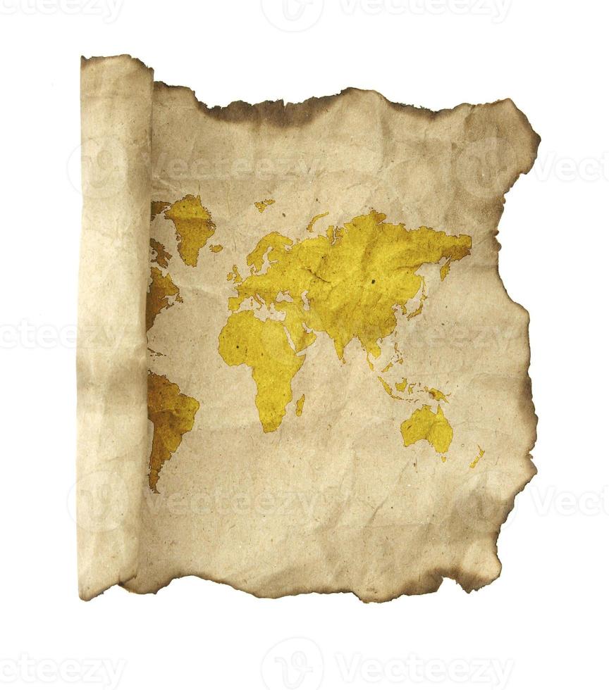 ancient scroll map, isolated on a white background photo