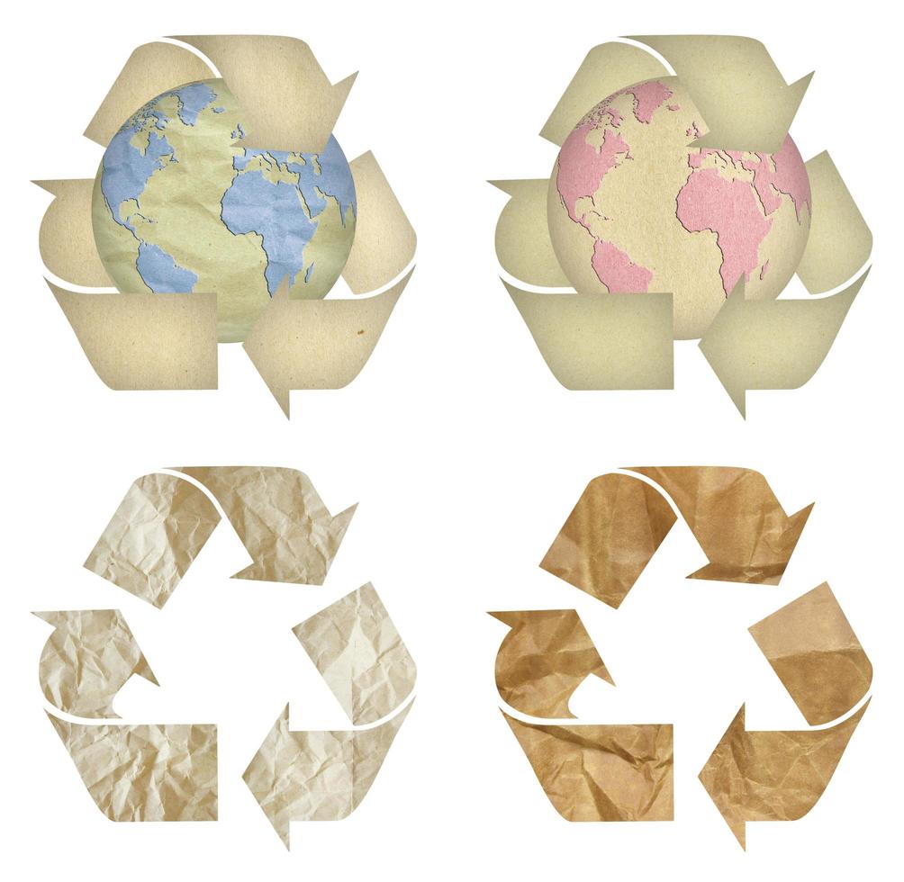 set of paper recycling symbol isolated photo