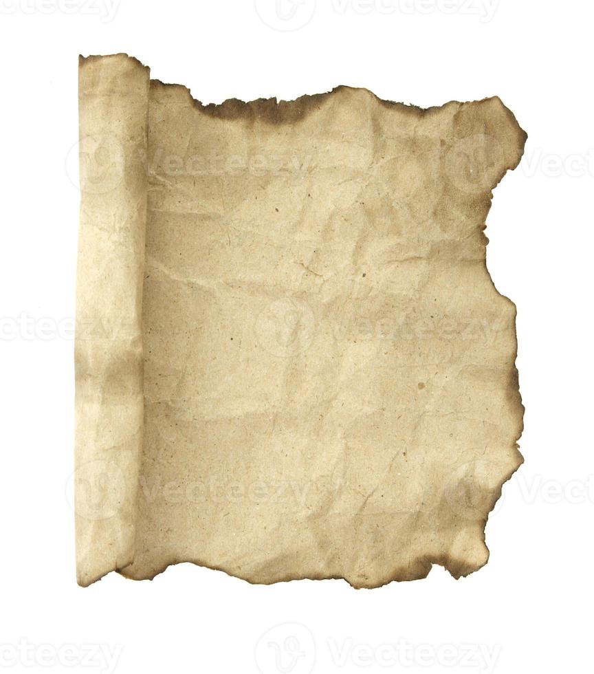 Old paper scroll. Isolated on white background photo