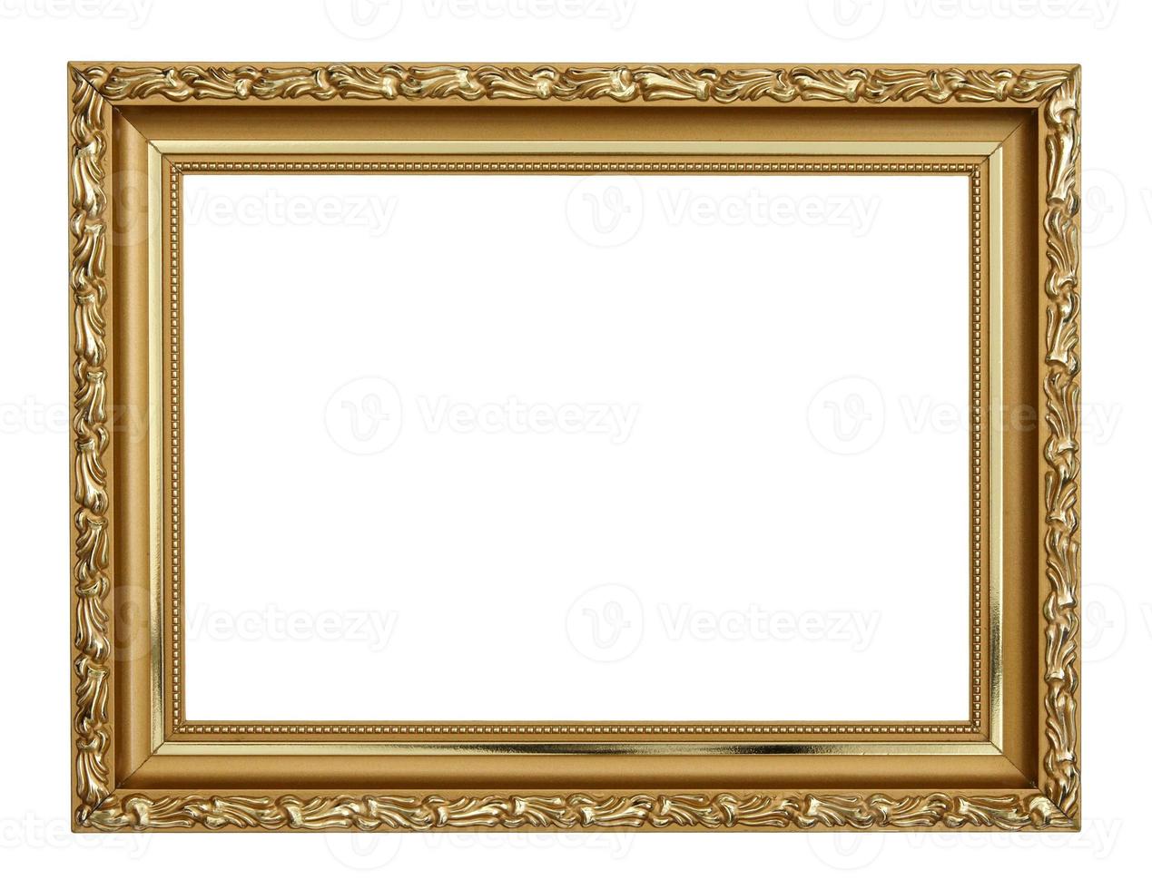 Gold frame on white background photo