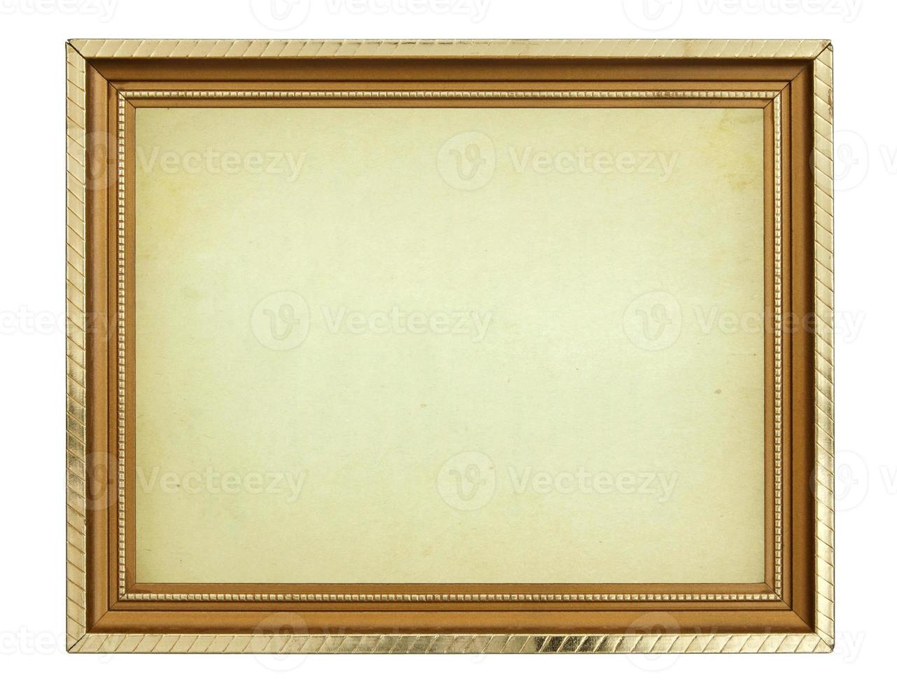 Gold frame on white background photo