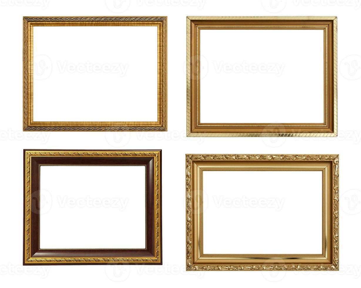 Collection picture gold frames with a decorative pattern photo