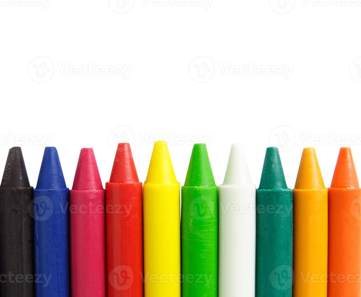 Wax crayons on white background photo