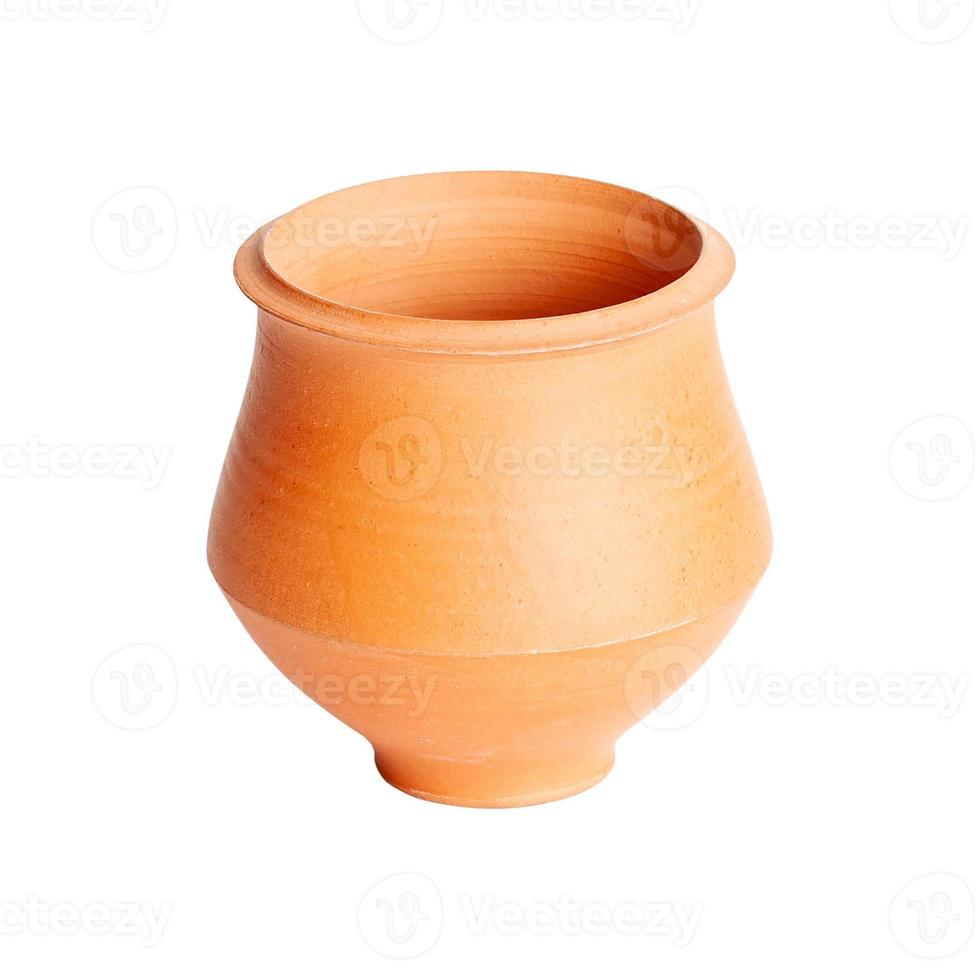 A brown clay bowl isolated on a white background photo