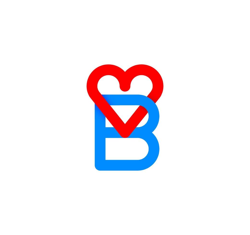 B letter heart line. from the heart. Letter B handwriting logo template with love and heart shape decoration. The first signature vector. vector