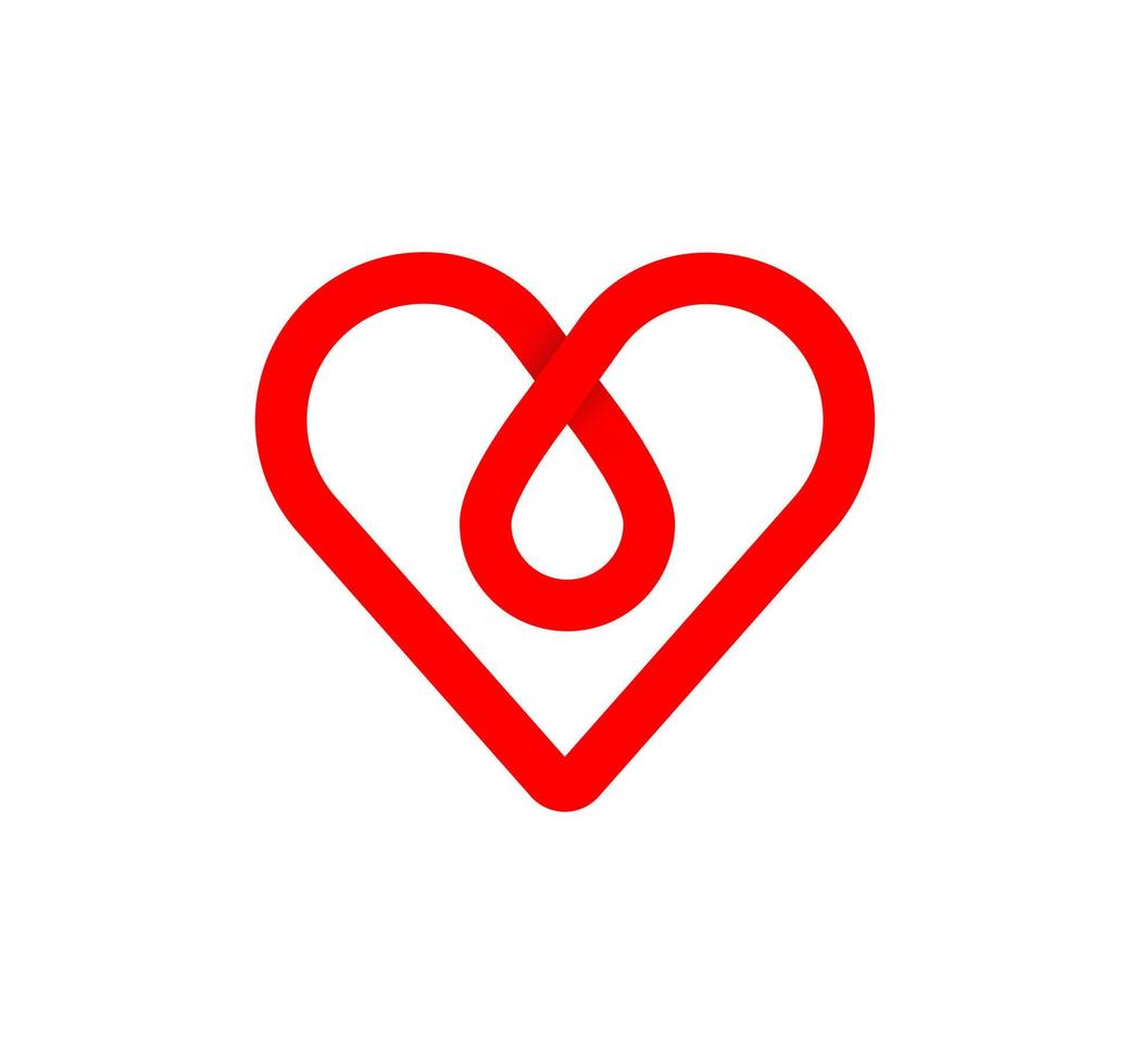 Infinity sign from the heart. Cyclic red health heart. Modern natural endless loop. Futuristic logo corporate design. vector