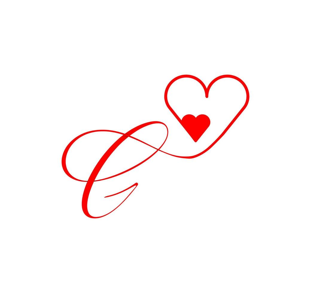 G letter script heart line. from the heart. Letter G handwriting logo template with love and heart shape decoration. The first signature vector. vector