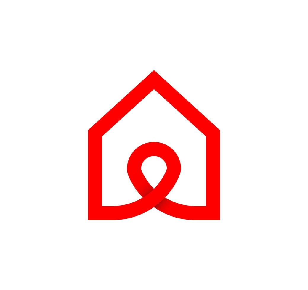 Infinity sign cycle with house. Endless location from circular home. Modern natural endless loop. Futuristic logo corporate design. vector