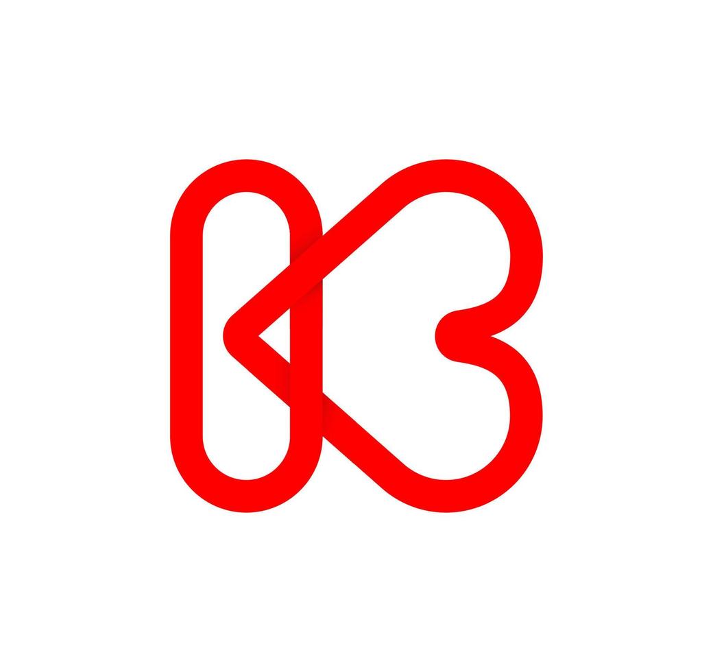 Heart and letter K are intertwined. Cyclic red letter K. Modern natural endless loop. Futuristic logo corporate design. vector