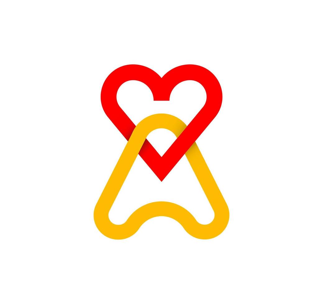 Heart and letter A are intertwined. Cyclic red letter A. Modern natural endless loop. Futuristic logo corporate design. vector