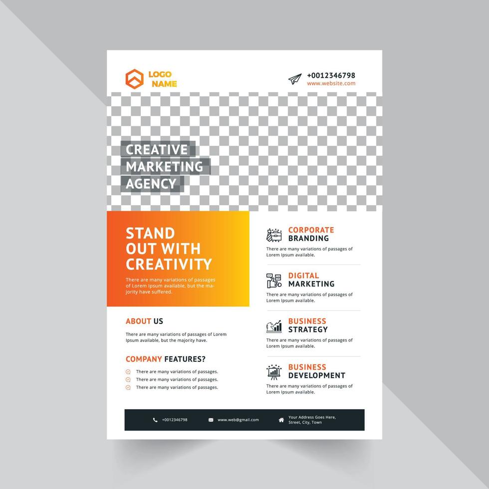 Professional Modern Flyer Design Template With yellow shape Gradients vector