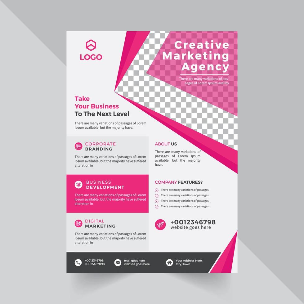 Modern Corporate Flyer Design template with purple abstract shape vector