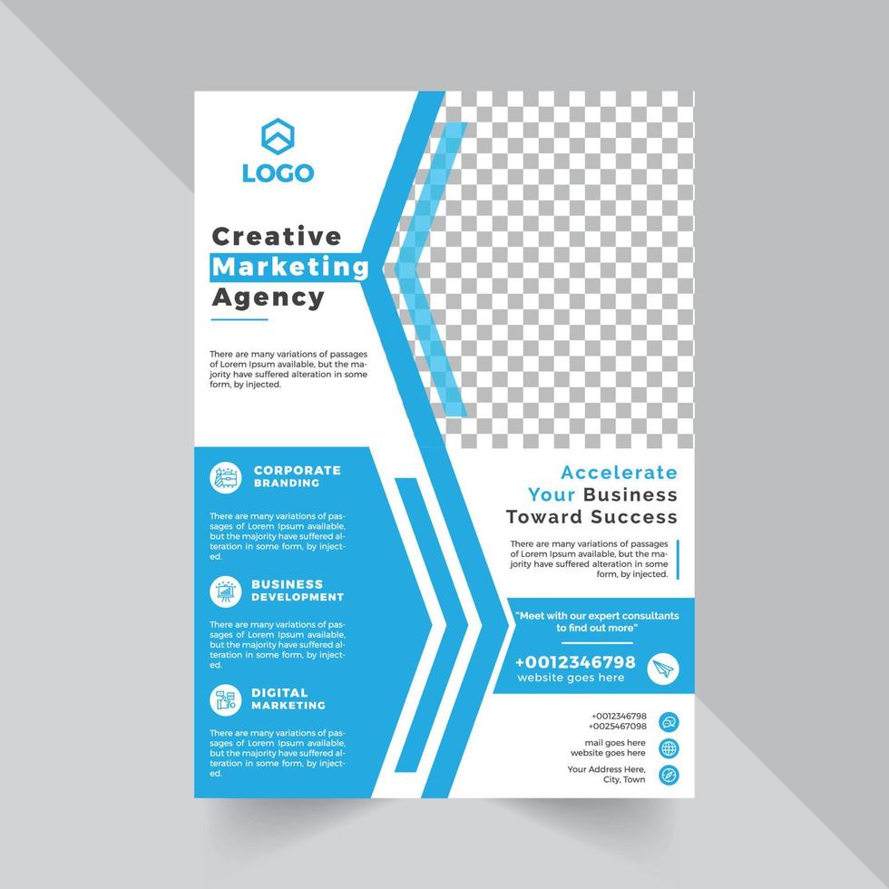 Flyer Design Template with blue abstract shape vector