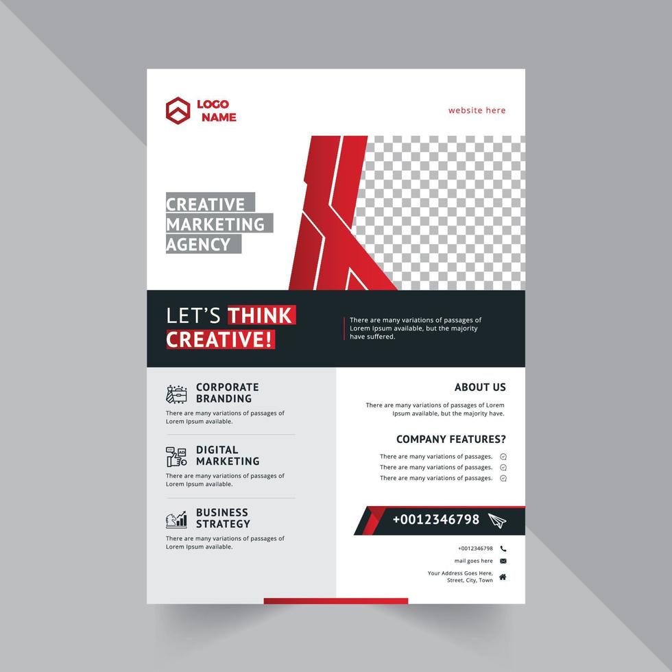 Professional Modern Flyer Design Template With Red And Black Gradients vector