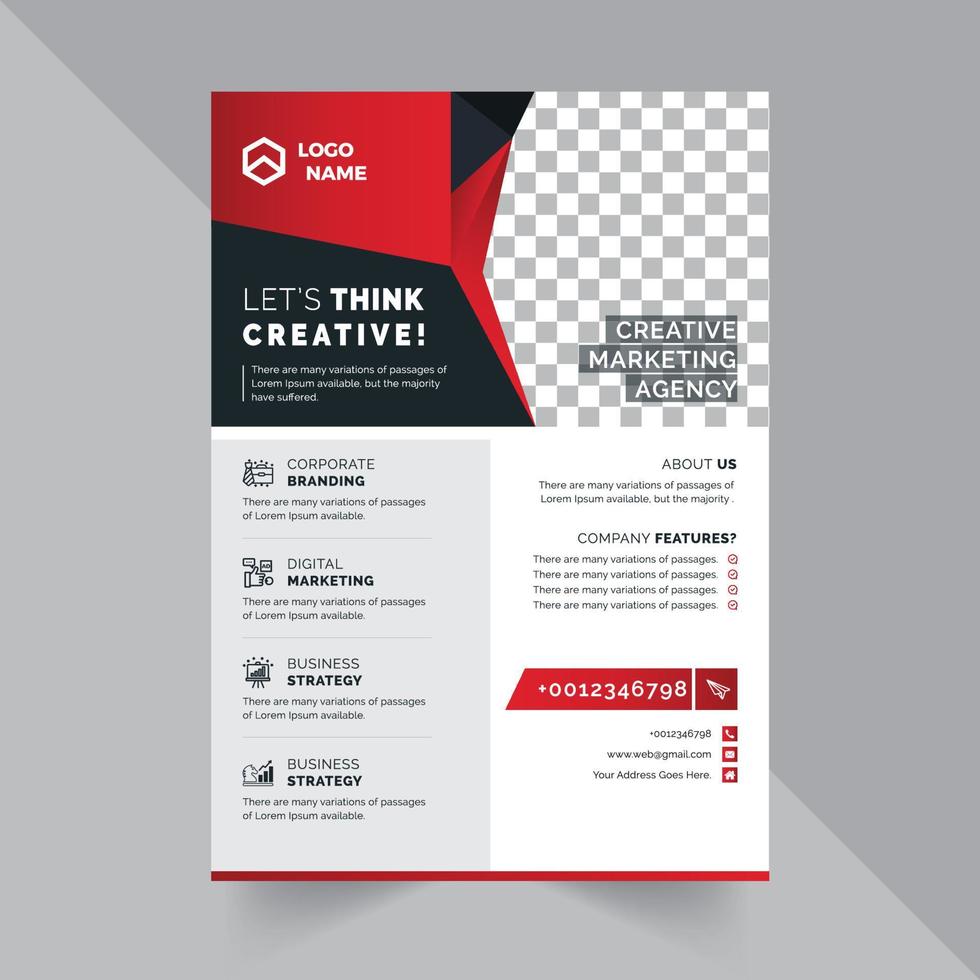 Professional Modern Flyer Design Template With Red And Black Gradients vector