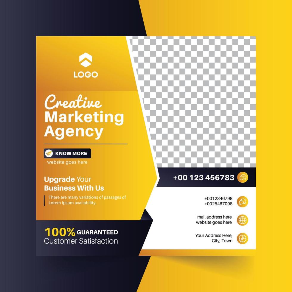 Digital marketing Agency social media post web banner Digital marketing Agency with yellow shape gradient vector