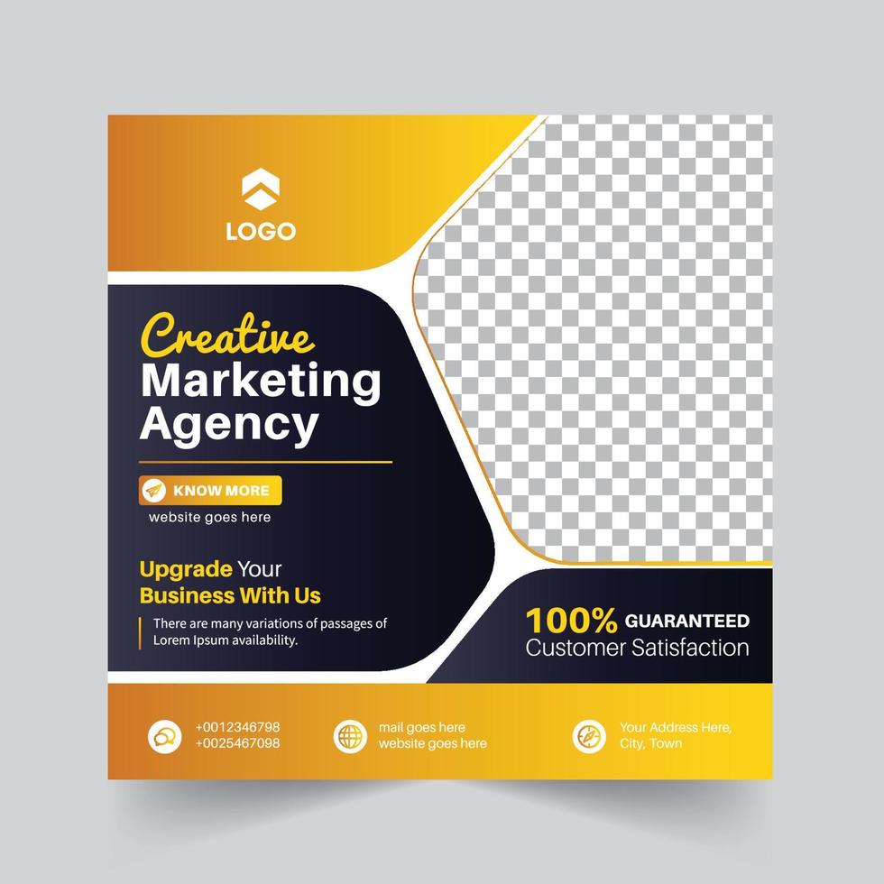Digital marketing Agency social media post web banner Digital marketing Agency with yellow shape gradient vector