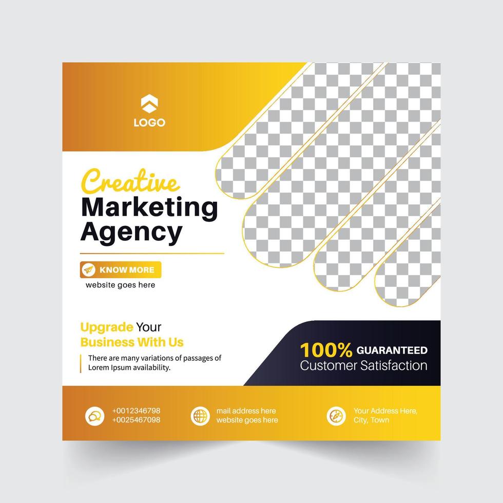 Digital marketing Agency social media post web banner Digital marketing Agency with yellow shape gradient vector