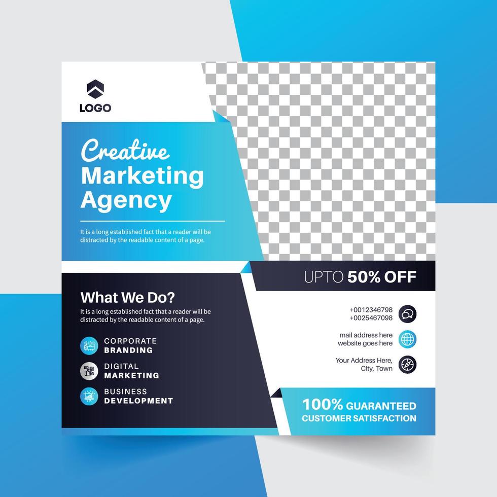 Digital marketing Agency social media post web banner with blue shape vector