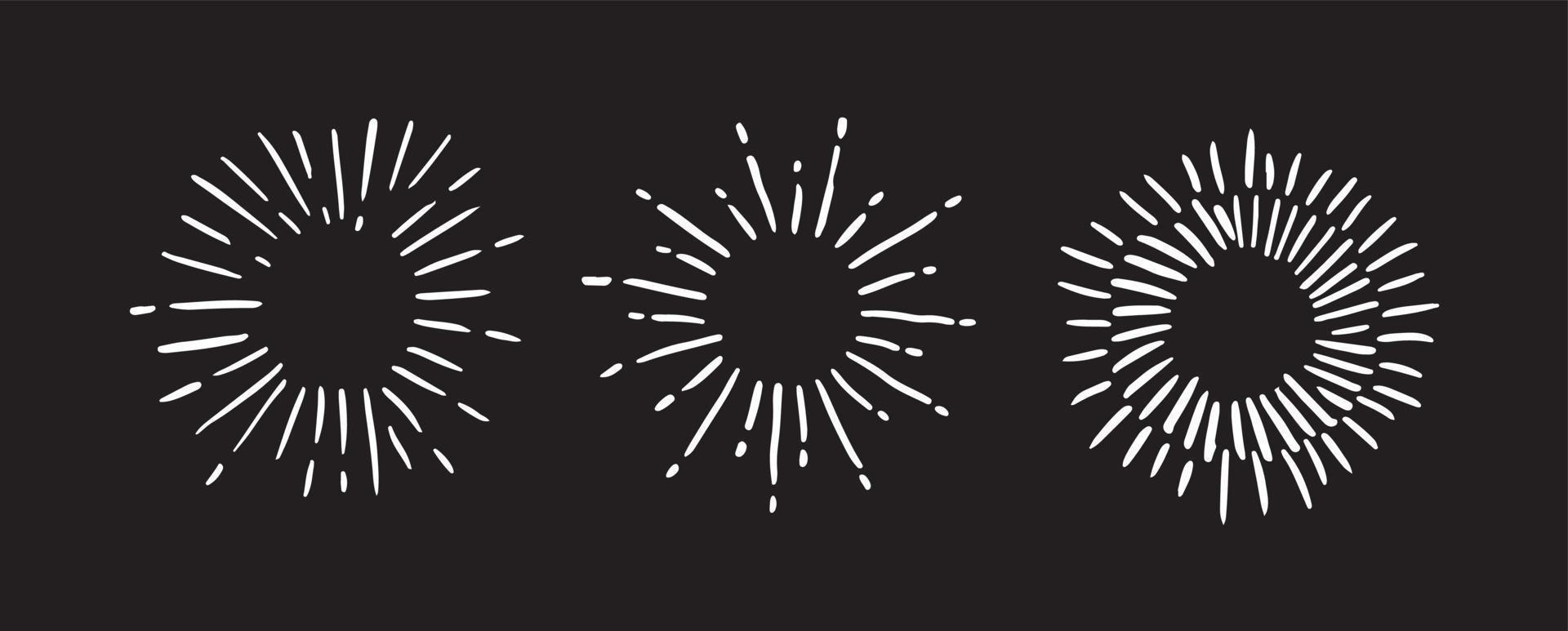 imágenes de rayos solares en estilo de dibujo a mano. vector