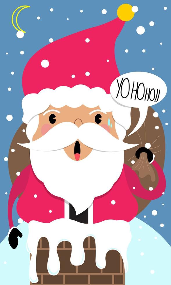 cute cartoon merry christmas for greeting card vector