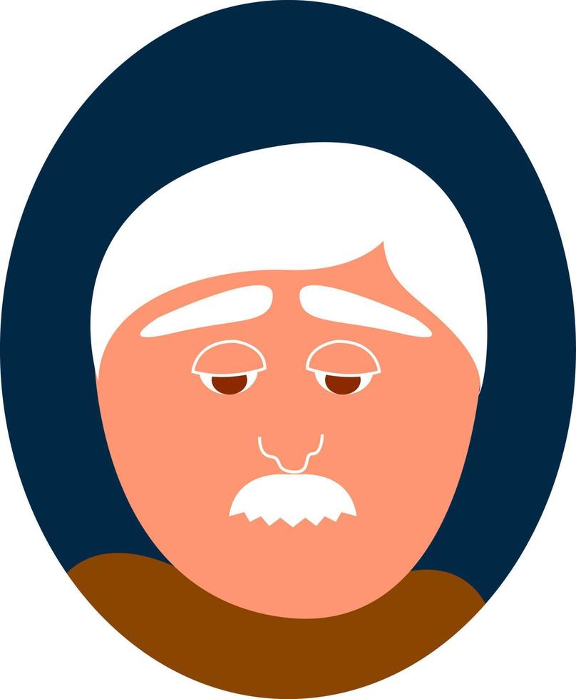 Old man with mustache, illustration, vector on white background.