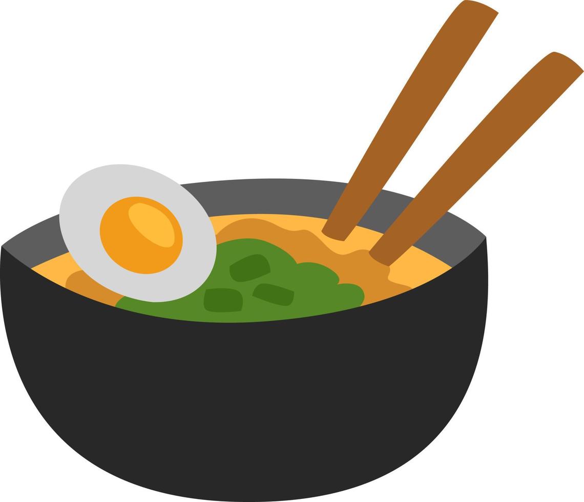 Asian food ramen noodles, illustration, vector on a white background.