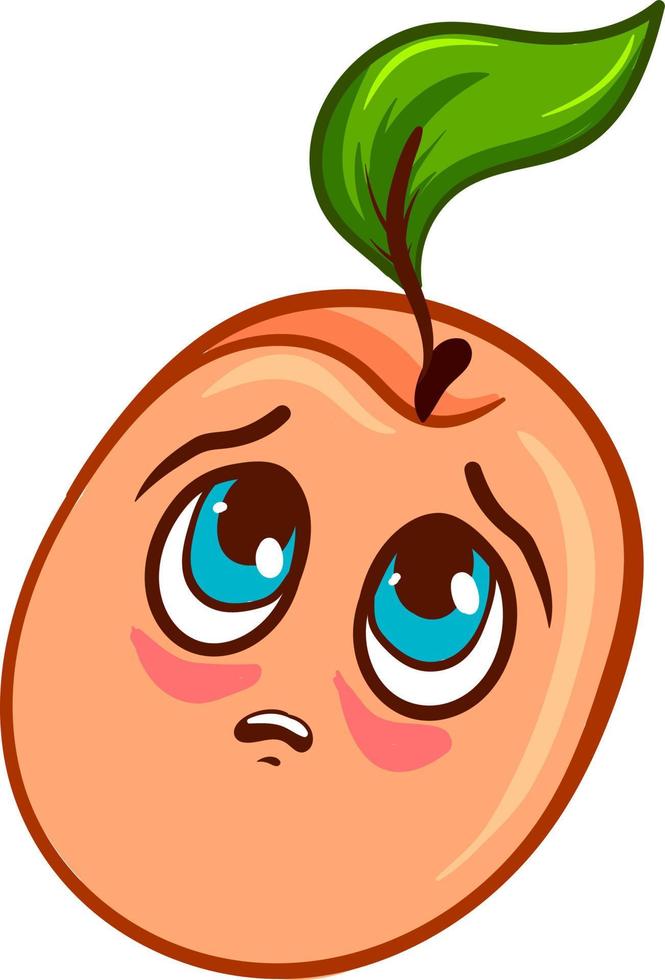 Sad apricot, illustration, vector on white background