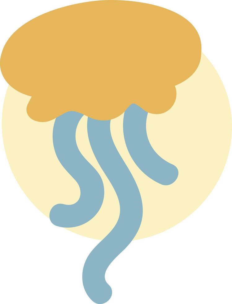 Yellow jellyfish with blue tentacles, illustration, on a white background. vector