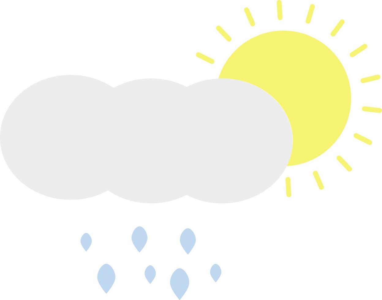 Sunny with light rain, icon illustration, vector on white background