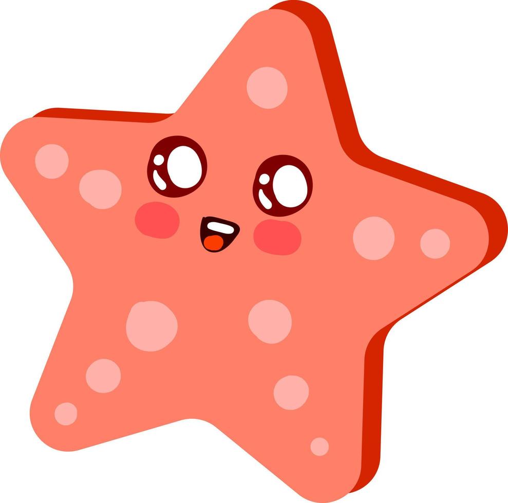 Red starfish, illustration, vector on white background.