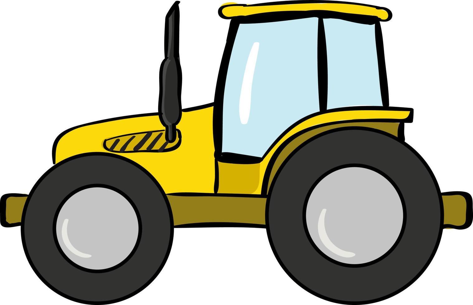 Yellow tractor, illustration, vector on white background.