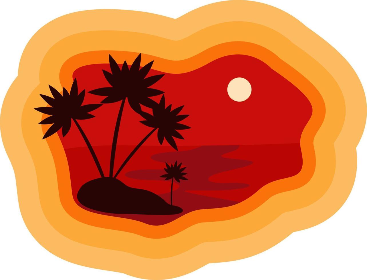 palmeras en la puesta de sol, ilustración, vector sobre fondo blanco.