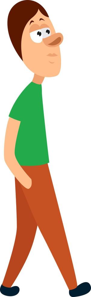 Man walking alone, illustration, vector on a white background.