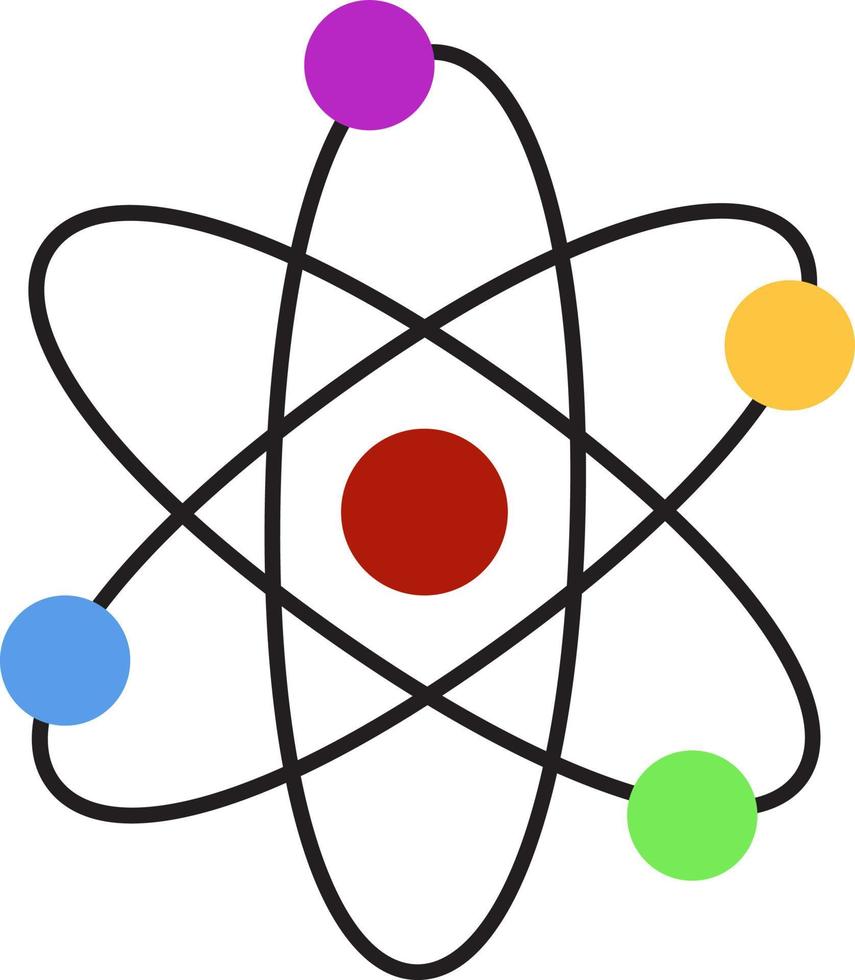 Atom, illustration, vector on white background.