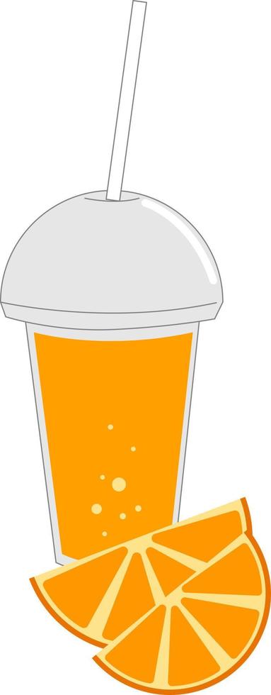 Jugo de naranja con naranja, ilustración, vector sobre fondo blanco.