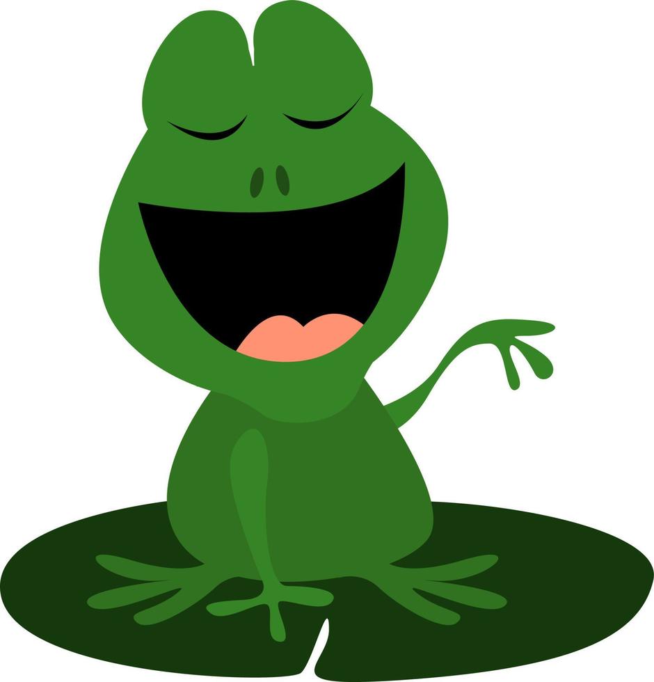 Singing frog, illustration, vector on white background.