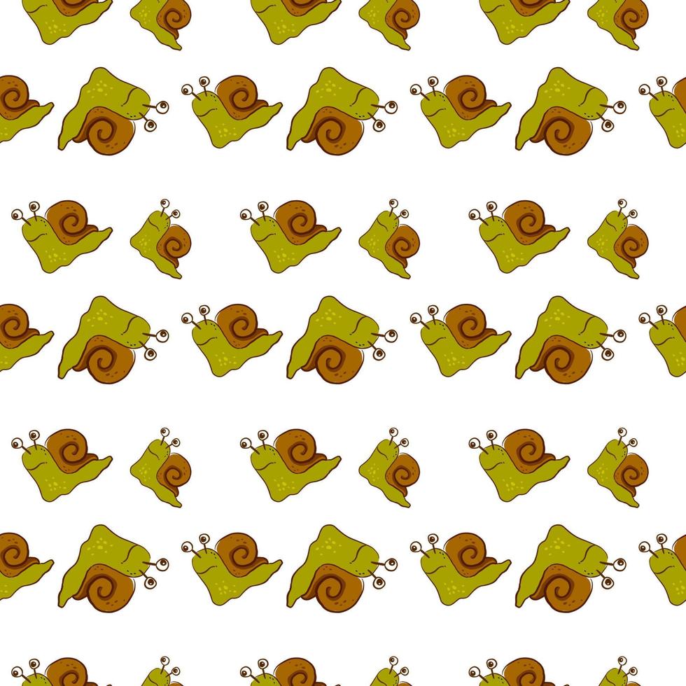 Snails pattern, illustration, vector on white background.