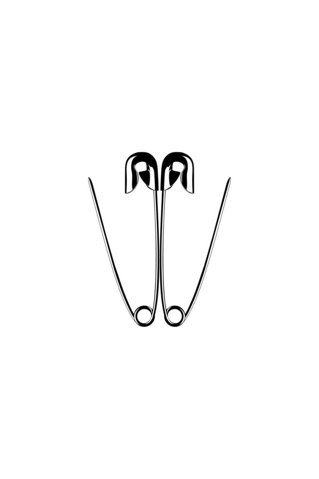Composition of the Safety Pin Silhouette for Art Illustration, Logo, Website, Apps, Pictogram or Graphic Design Element. Vector Illustration