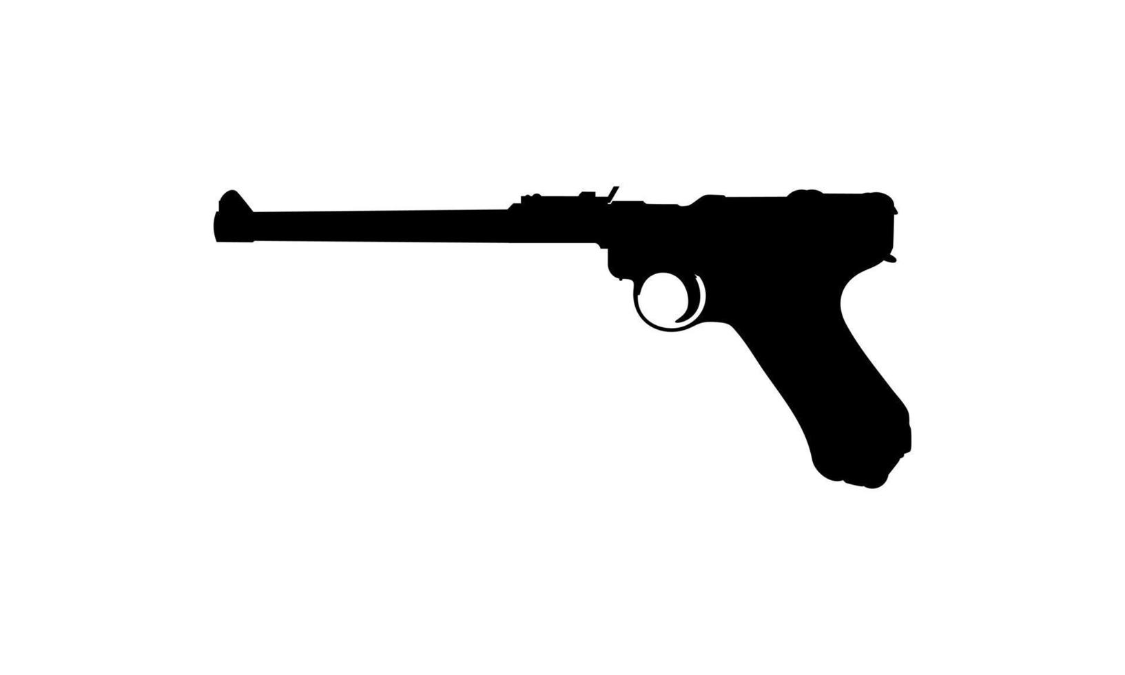 Silhouette of Pistol Gun for Logo, Pictogram, Website or Graphic Design Element. Vector Illustration