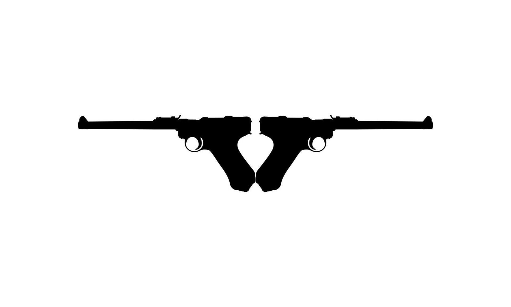 Silhouette of Pistol Gun for Logo, Pictogram, Website or Graphic Design Element. Vector Illustration