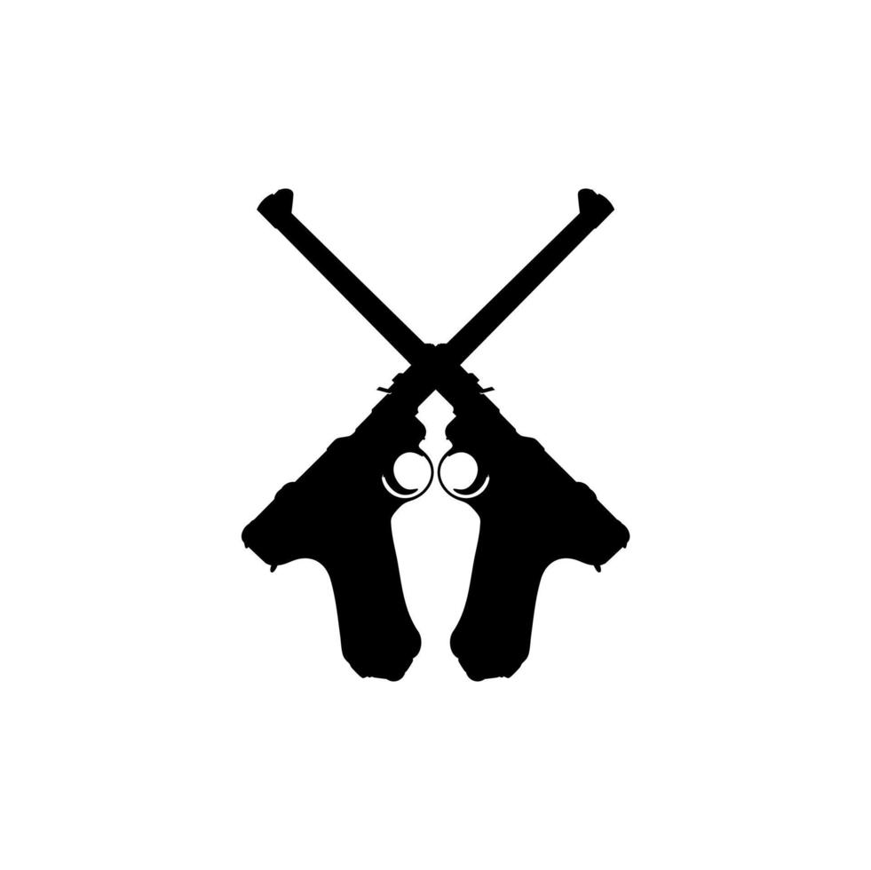 Silhouette of Pistol Gun for Logo, Pictogram, Website or Graphic Design Element. Vector Illustration