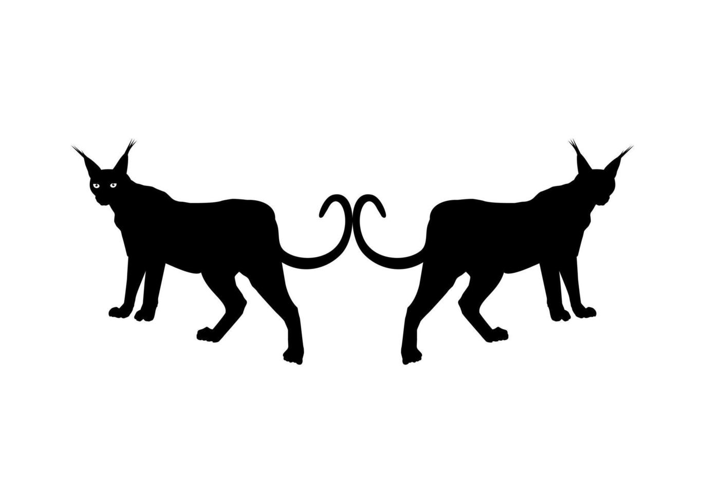 Pair of the Caracal Cat Silhouette for Logo, Pictogram, Website or Graphic Design Element. Vector Illustration