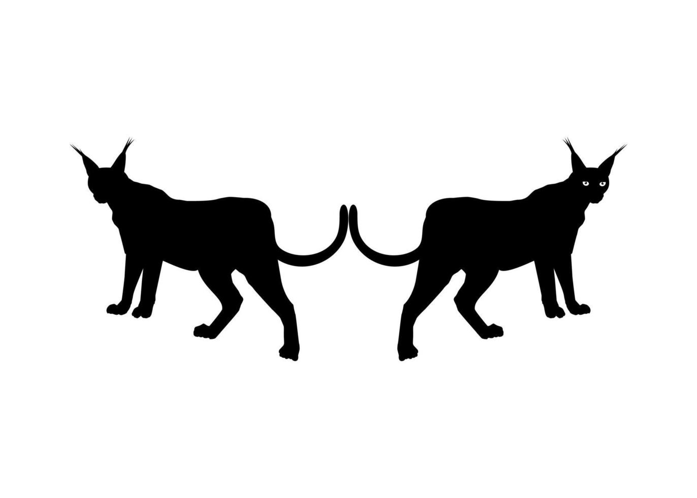 Pair of the Caracal Cat Silhouette for Logo, Pictogram, Website or Graphic Design Element. Vector Illustration