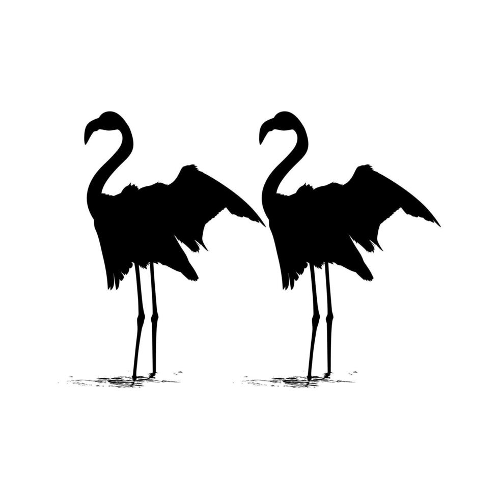 Pair of the Dancing Flamingo Silhouette for Icon, Symbol, Logo, Art Illustration, Pictogram, Website, or Graphic Design Element. Vector Illustration