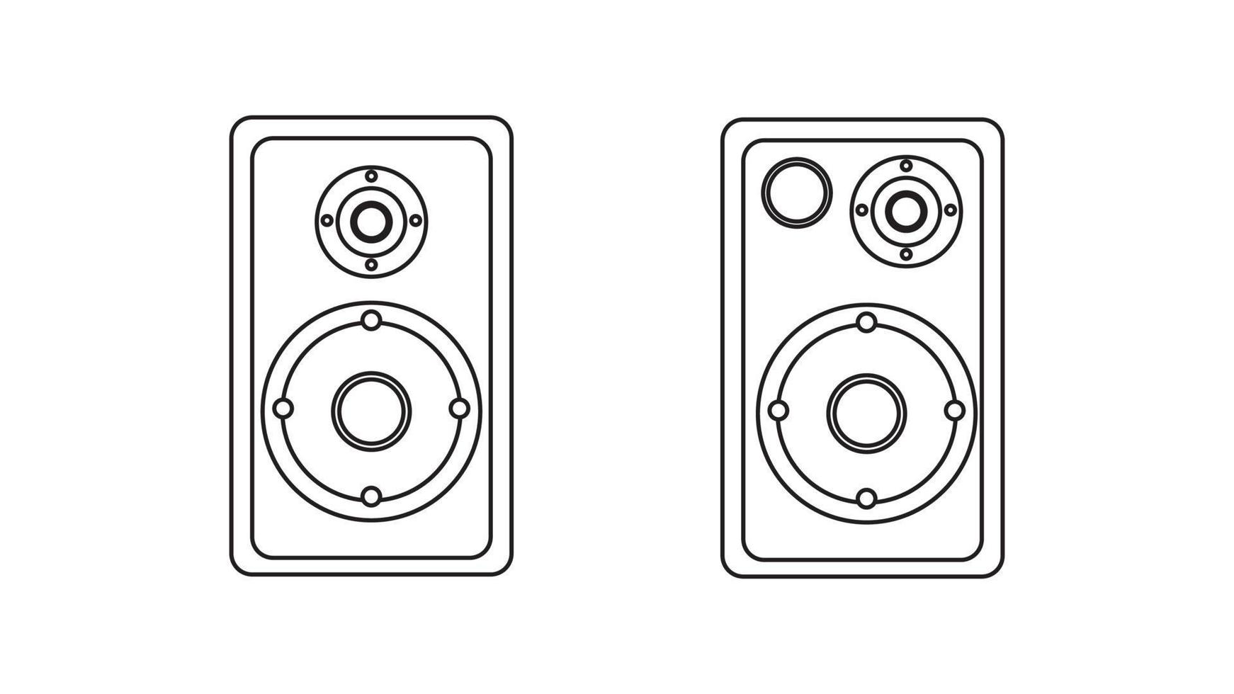 Grandes altavoces de audio y música con parlantes para reproducir música  retro de los años 70, 80 y 90. icono blanco y negro. ilustración vectorial  13631096 Vector en Vecteezy