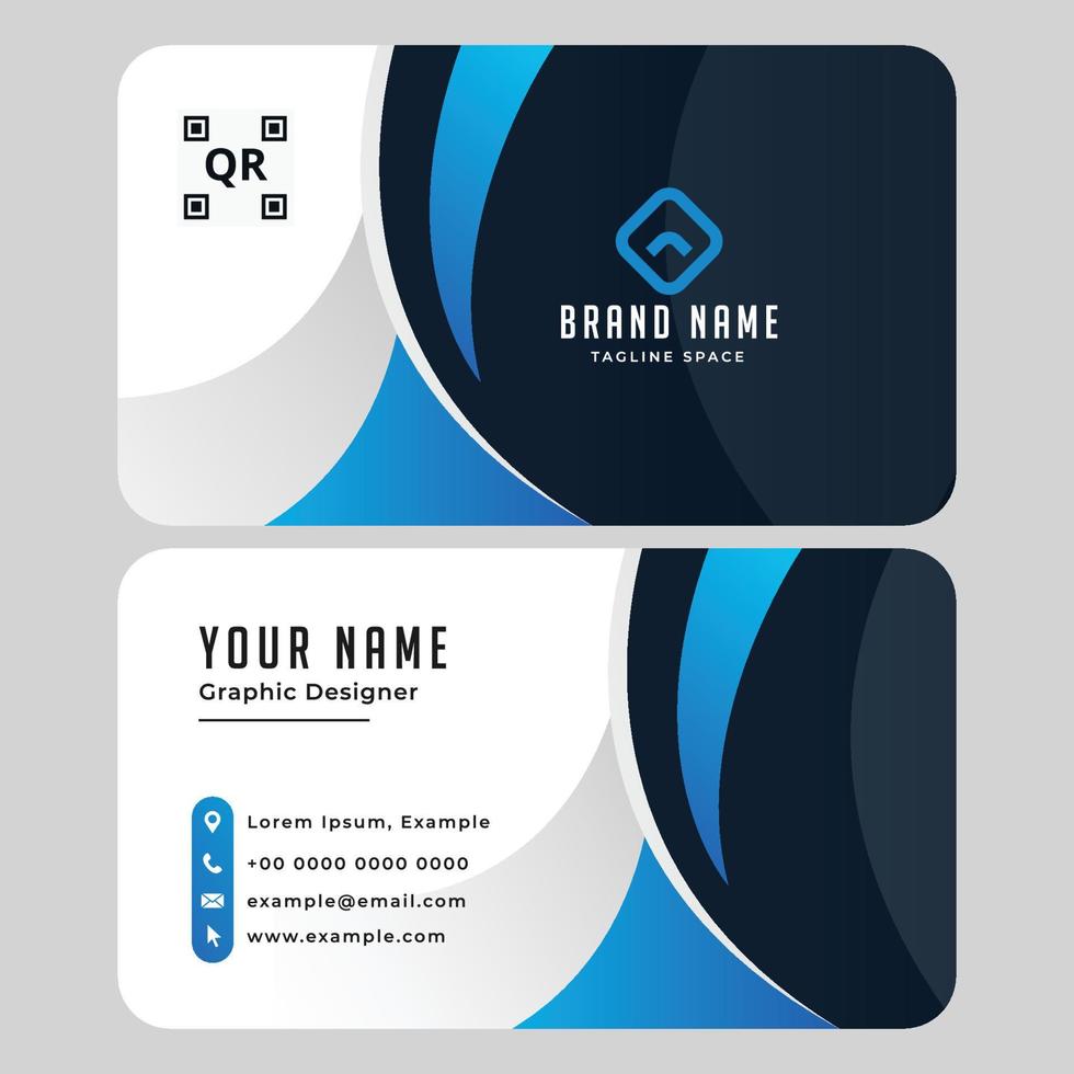 blue and white business card design. Modern business card template