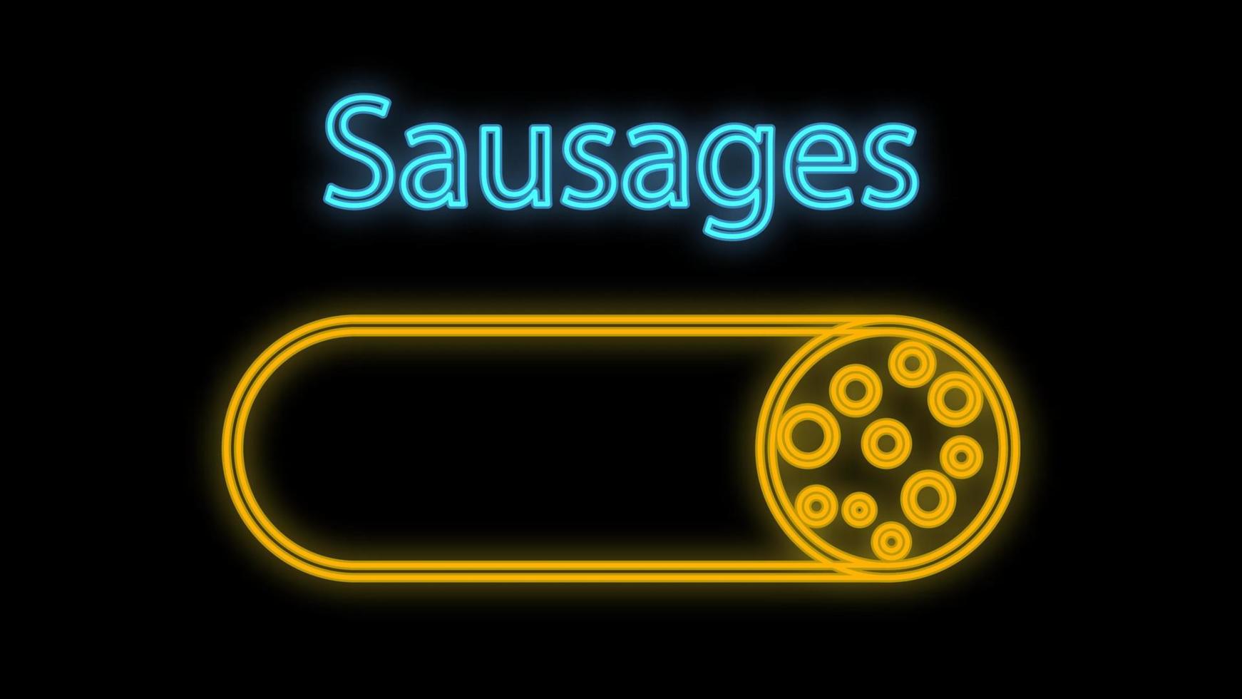 Sausage sign illustration. Cyan neon icon in the dark. Bluring. Luminescence. Illustration vector