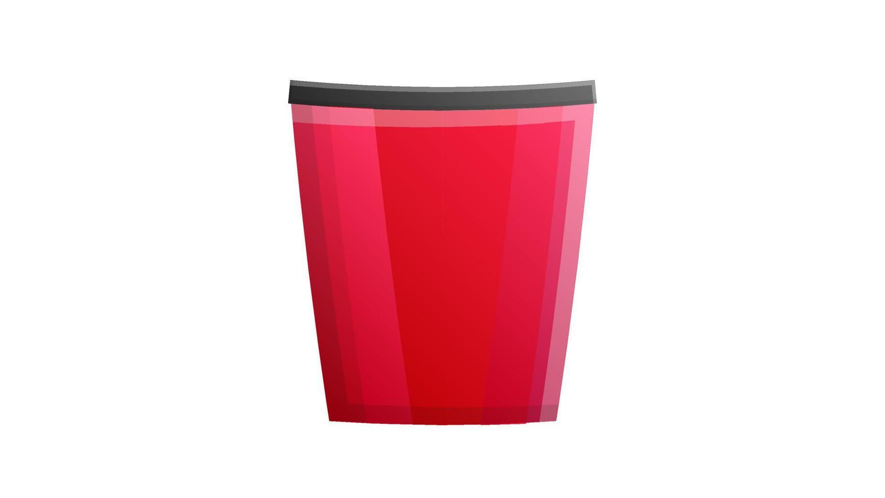 vaso para bebidas sobre un fondo blanco, ilustración vectorial. vaso rojo para café y té con tapa negra. Platos para cafeterías y restaurantes. vaso reutilizable para restaurantes y cafeterías vector