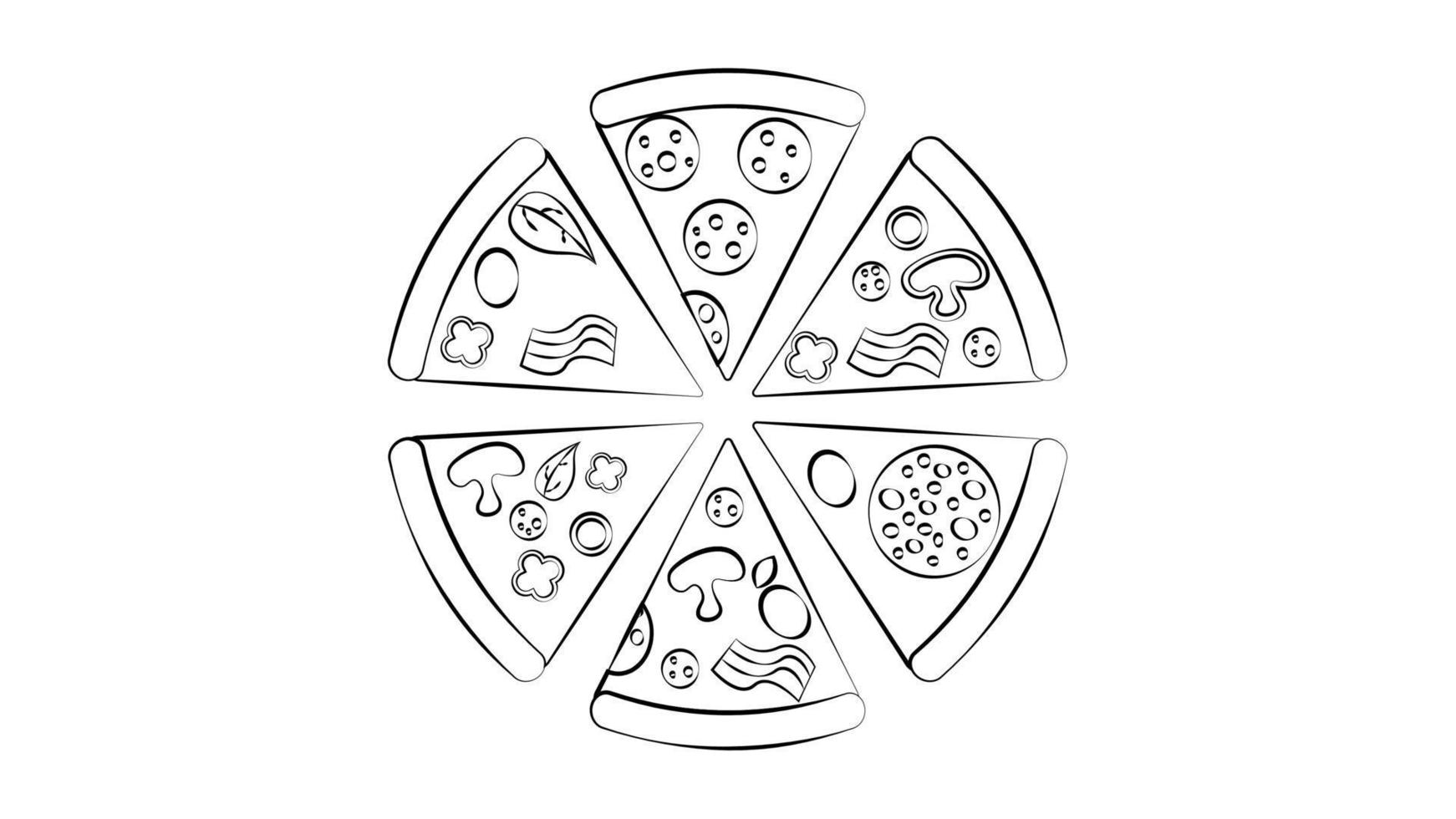 Icon Pizza in flat style isolated on white background. Food silhouette. Vector illustration